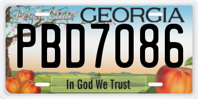 GA license plate PBD7086