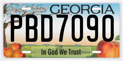 GA license plate PBD7090