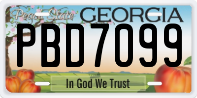GA license plate PBD7099
