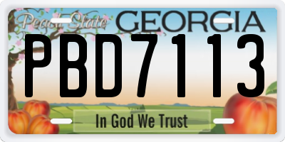 GA license plate PBD7113