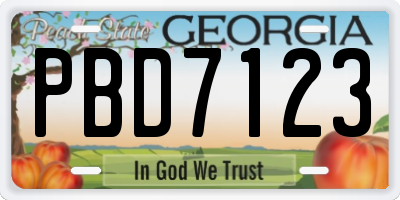 GA license plate PBD7123
