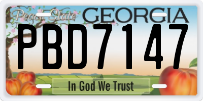GA license plate PBD7147