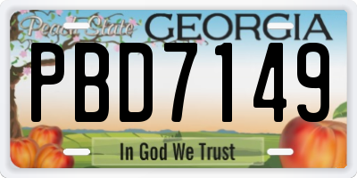 GA license plate PBD7149