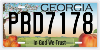 GA license plate PBD7178