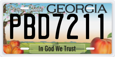 GA license plate PBD7211