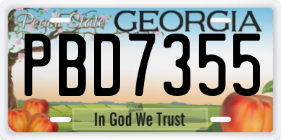 GA license plate PBD7355