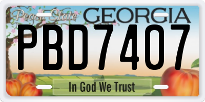 GA license plate PBD7407