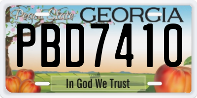 GA license plate PBD7410