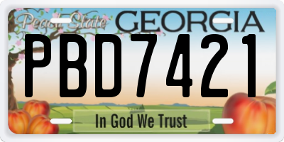 GA license plate PBD7421