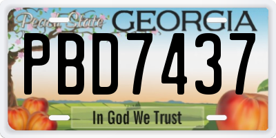 GA license plate PBD7437