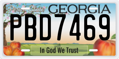 GA license plate PBD7469