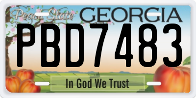 GA license plate PBD7483