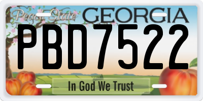GA license plate PBD7522