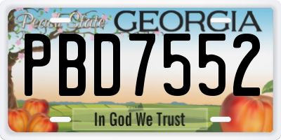 GA license plate PBD7552