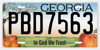 GA license plate PBD7563