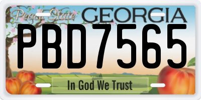 GA license plate PBD7565