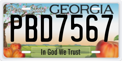 GA license plate PBD7567