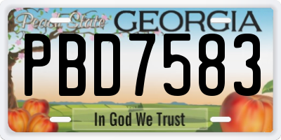 GA license plate PBD7583