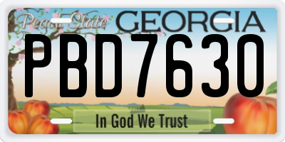 GA license plate PBD7630