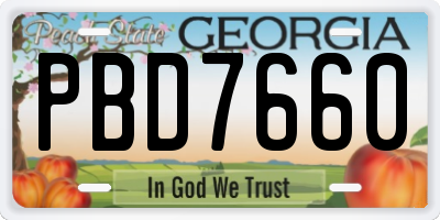 GA license plate PBD7660