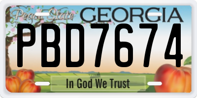 GA license plate PBD7674