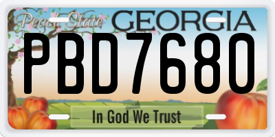 GA license plate PBD7680