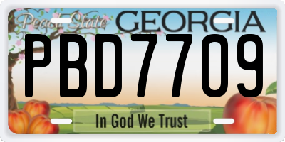 GA license plate PBD7709