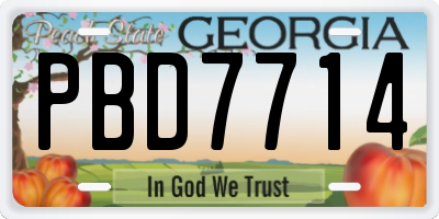 GA license plate PBD7714