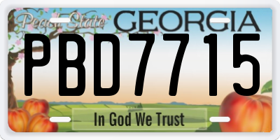 GA license plate PBD7715
