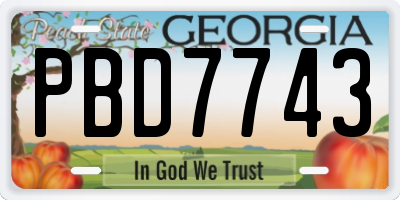 GA license plate PBD7743