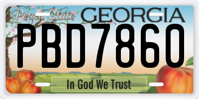 GA license plate PBD7860