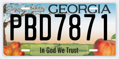 GA license plate PBD7871