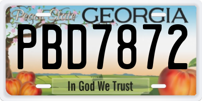 GA license plate PBD7872