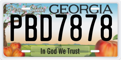 GA license plate PBD7878