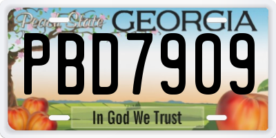 GA license plate PBD7909