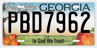 GA license plate PBD7962