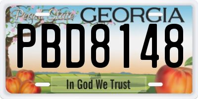 GA license plate PBD8148