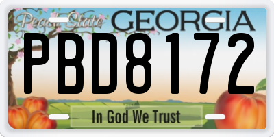 GA license plate PBD8172