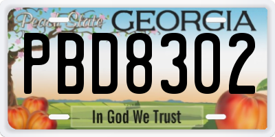 GA license plate PBD8302