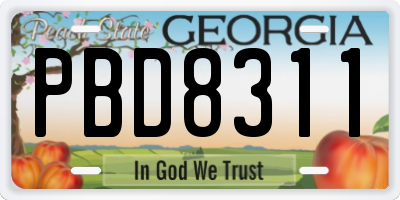 GA license plate PBD8311