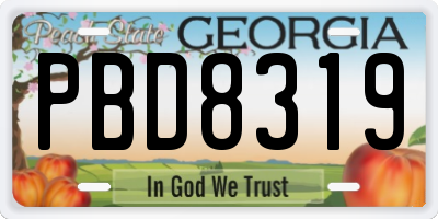 GA license plate PBD8319