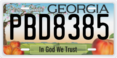 GA license plate PBD8385