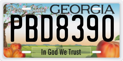 GA license plate PBD8390