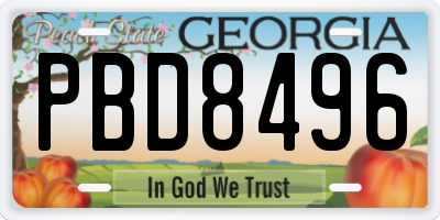 GA license plate PBD8496