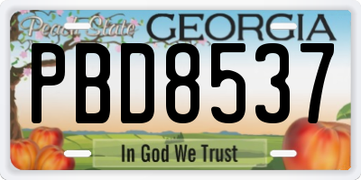 GA license plate PBD8537