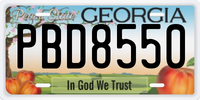 GA license plate PBD8550