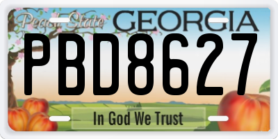 GA license plate PBD8627