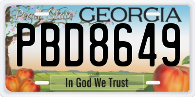 GA license plate PBD8649