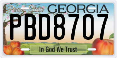 GA license plate PBD8707