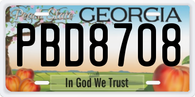 GA license plate PBD8708